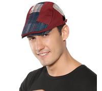 FEOYA Berretto Piatto da Uomo Estivo Basco Scozzese Traspirante Cappello da Strillone Baschi e Berretti Scozzesi Berretto Cotone Newsboy Gatsby Regolabile Flat cap Coppola Irlandese Estate Rosso Vino