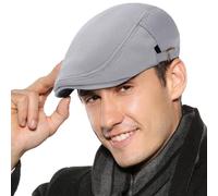 FEOYA Berretto Piatto Uomo Estivo Basco Scozzese Traspirante Cappello da Strillone Baschi e Berretti Scozzesi Berretto Cotone Newsboy Gatsby Regolabile Flat Cap Ricamato Coppola Irlandese Retrò Grigio