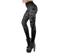 FEOYA Leggings da Donna Stampa 3D Halloween Pantaloni Elasticizzati Vita Alta Leggins Allenamento Sportivi Skinny Leggings Sirena Skull Galassia C S