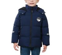 FEOYA Ragazzo Piumino Resistente All'Acqua Casual Bambini Giaccone Parka Pile Bambino Giubbotto Bomber Sportiva Ragazzo Giacca Con Cappuccio Trapuntata Puffy Pesante Blu Nascosto 9 10 Anni
