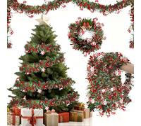 FePen Ghirlanda natalizia da 10 m, Ghirlanda di pino Artificiale, ornamento per decorazioni natalizie per feste Porta Scale Camino Casa Interni Esterno (Santa Claus Style)