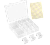 FEPITO 120 Pcs Rocchetti di filo di plastica bianchi Set rocchetti di filo ricamo con scatola portaoggetti e 260 pezzi adesivi in bianco