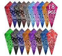FEPITO 18 pezzi Bandana in cotone Tie Dye Bandana Paisley Bandane Assortiti Fazzoletti da cowboy per uomini e donne (15 colori)