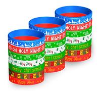 FEPITO 70 Pezzi Braccialetti Natalizi in Silicone Braccialetti Elastici per Decorazioni per Feste di Natale 7 Merry Xmas Style