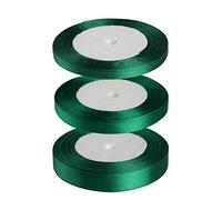 FEPITO Nastro Verde Scuro 6mm 10mm 15mm Nastro di Raso Verde Set Nastri per Artigianato Confezione Regalo Decorazione Floristica di Natale (23M / Roll x 3Roll) (Green)