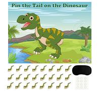 FEPITO Pin The Tail sul Gioco Dinosaur con 24 Pezzi di Code per Compleanno di Dinosauri Articoli per Feste, Dinosauro dei Ragazzi Party Game