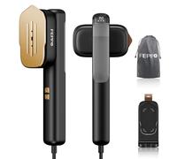 FEPPO Vaporizzatore da viaggio per vestiti, 110-240 V a doppia tensione portatile a vapore e ferro 2 in 1, riscaldamento rapido, potente vapore per indumenti da 1100 W, grande pannello termico in