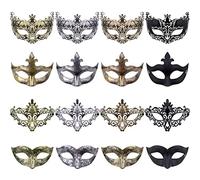FEQO 16 Pezzi Veneziana Maschera Maschere Antiche Vintage Maschere Veneziane Donna Uomo Maschera da Ballo per Carnevale Halloween