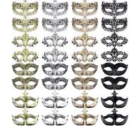 FEQO 32 Pezzi Maschera Veneziana Maschere Antiche Vintage Maschera Retrò Mascherate per Uomo Donna Carnevale Halloween