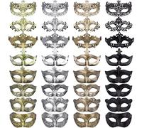 FEQO 32 Pezzi Maschera Veneziana Maschere Antiche Vintage Maschera Retrò Mascherate per Uomo Donna Carnevale Halloween