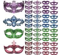 FEQO 48 Pezzi Maschera Veneziane Maschere Antiche Vintage Maschera Retrò Mascherate Veneziana per Uomo Donna Carnevale Halloween