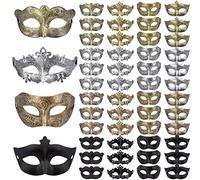 FEQO 48 Pezzi Maschera Veneziane per Uomo Donna Maschere Antiche Vintage Maschera Retrò Mascherate Veneziana per Carnevale Halloween
