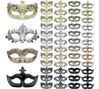 FEQO 48 Pezzi Maschera Veneziane per Uomo Donna Maschere Antiche Vintage Maschera Retrò Mascherate Veneziana per Carnevale Halloween