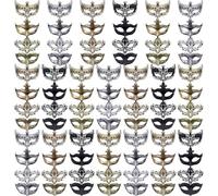 FEQO 80 Pezzi Maschera Veneziane Maschere Antiche Vintage Maschera Retrò Mascherate Veneziana per Uomo Donna Halloween(Volpe, Frecce, Pavone, Signorina)