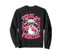 Feral And Fighter Breast Cancer Awareness Boxing Raccoon Felpa