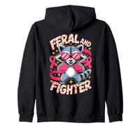 Feral And Fighter Breast Cancer Awareness Felpa con Cappuccio