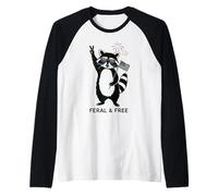 Feral And Free Procione Peace USA Retro Occhiali 4 Luglio Maglia con Maniche Raglan