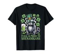 Feral And Prone To Shenanigans Raccoon St Patricks Day Maglietta