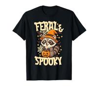 Feral And Spooky Funny Halloween Raccoon Feral & Spooky Maglietta