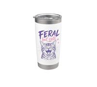 Feral But Cute Cat Lover Funny Chaotic Kitten Owner Bicchiere termico in acciaio inox doppia parete