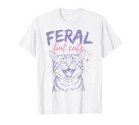 Feral But Cute Cat Lover Funny Chaotic Kitten Owner Maglietta