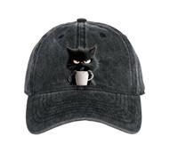 Feral But Fashionable-Cat Coffee Cap,Vintage Low Profile Cotton Baseball Hat,Lightweight Breathable Adjustable Caps, Nero , Taglia unica