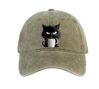 Feral But Fashionable-Cat Coffee Cap,Vintage Low Profile Cotton Baseball Hat,Lightweight Breathable Adjustable Caps, cachi., Taglia unica
