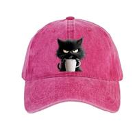 Feral But Fashionable-Cat Coffee Cap,Vintage Low Profile Cotton Baseball Hat,Lightweight Breathable Adjustable Caps, rosso rosa, Taglia unica
