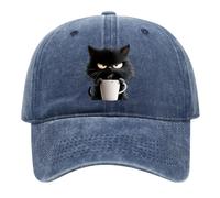 Feral But Fashionable-Cat Coffee Cap,Vintage Low Profile Cotton Baseball Hat,Lightweight Breathable Adjustable Caps, navy, Taglia unica