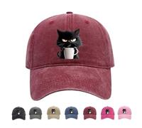 Feral But Fashionable Cat Hat Edition,Grumpy Cat Coffee cap, Lightweight,Breathable And Adjustable Hat,for Unisex (Wine Red)