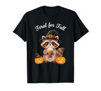 Feral for Fall Carino Raccoon Zucca Spice Autunno Halloween Maglietta