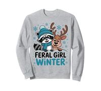 Feral Girl Inverno Stagione Natale Procione Divertente Donne Natale Felpa