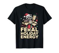 Feral Holiday Energy Divertente Procione Natale Maglietta
