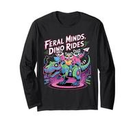 Feral Minds Raccoon Squad su T-Rex Robotic Back to School Maglia a Manica