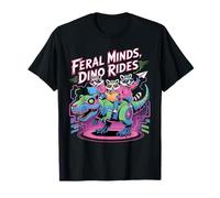 Feral Minds Raccoon Squad su T-Rex Robotic Back to School Maglietta