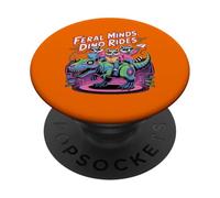 Feral Minds Raccoon Squad su T-Rex Robotic Back to School PopSockets PopGrip Adesivo