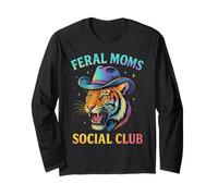 Feral Moms Social Club Tiger Cappello da Cowboy Western Retro Donna Maglia a Manica