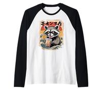 Feral Raccoon Boba Tea Drinker Anime Giapponese Ragazze Adolescenti Maglia con Maniche Raglan