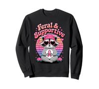 Feral & Supportive Breast Cancer Awareness Cute Raccoon Felpa