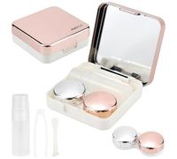 FERCAISH Set di 2 contenitori portatili per lenti a contatto, con specchio, per lenti a contatto (oro rosa), oro rosa, Pratica conservazione