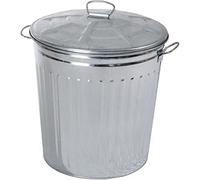 FERCASASHOP® - Bidone per Rifiuti con Coperchio, Diametro 42 cm, Altezza 49 cm, in Zinco, Capienza 62 Litri, Cestino, Pattumiera per Immondizia, per Spazzatura, Bidone con Maniglie