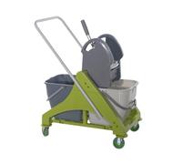 Fercasashop Carrello Rettangolare in Plastica - 2 Secchi da 25 Lt, Strizzatore, Maniglia Rilsan, 4 Rotelle - Ideale per Pulizia Pavimenti Casa e Luoghi Pubblici