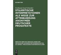 Ferdinand Josef Stilkritische Interpretationen ALS Wege Zur A (Copertina rigida)