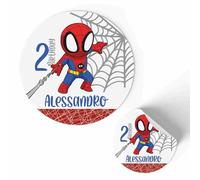 FERDINANDO FAMA' 175 Etichette adesive personalizzate per Compleanno bambini, adesivi, Tag adesivi con nome, adesivo per bomboniere scatoline portaconfetti pz 175 (spider)