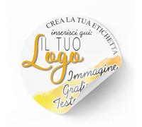 FERDINANDO FAMÀ - Adesivi Personalizzati Logo per Eventi, Scuola e Packaging- 96 Etichette Adesive Personalizzate Ø 4 Cm in Poliestere