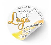 FERDINANDO FAMÀ - Adesivi Personalizzati Logo per Eventi, Scuola e Packaging- 96 Etichette Adesive Personalizzate Ø 30 Cm in Poliestere