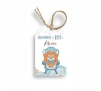 FERDINANDO FAMA' Bigliettino Bomboniera Tag 50 Pezzi Compleanno Personalizzato (Leone)