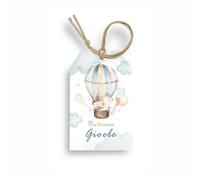 FERDINANDO FAMA' Bigliettino Bomboniera Tag 50 Pezzi Nascita e Battesimo Personalizzato (Mongolfiera Bambino)