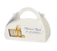 FERDINANDO FAMA' FAMÀ - Scatoline Portaconfetti Comunione Borsetta Calice e Libro 2 - Bomboniera Personalizzabile in Cartoncino Pregiato - 24 Scatoline