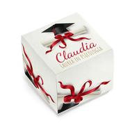 FERDINANDO FAMA' FAMÀ - Scatoline Portaconfetti per Laurea Cubo Cappello e Pergamena 2 - Bomboniera Personalizzabile in Cartoncino Pregiato - 24 Scatoline